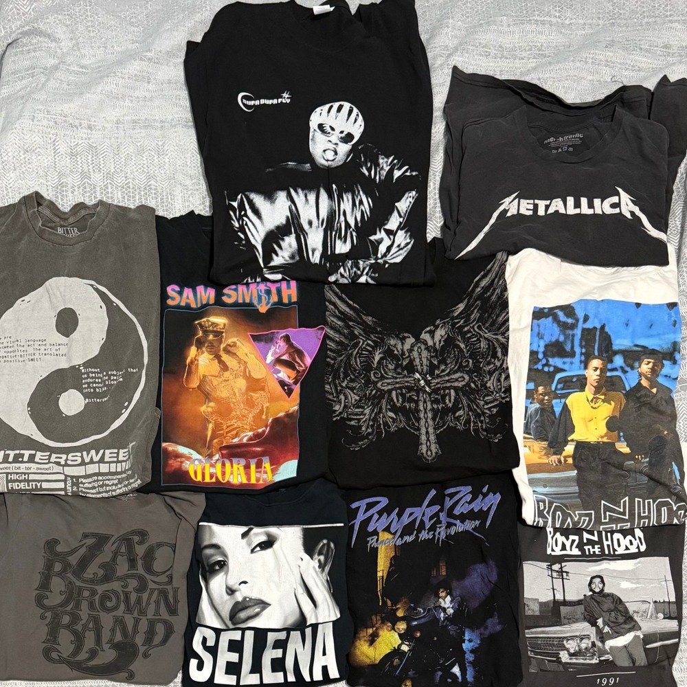 Mixed Brand Graphic T-Shirt Lot of 10 Mens LARGE Band Music Movie Streetwear